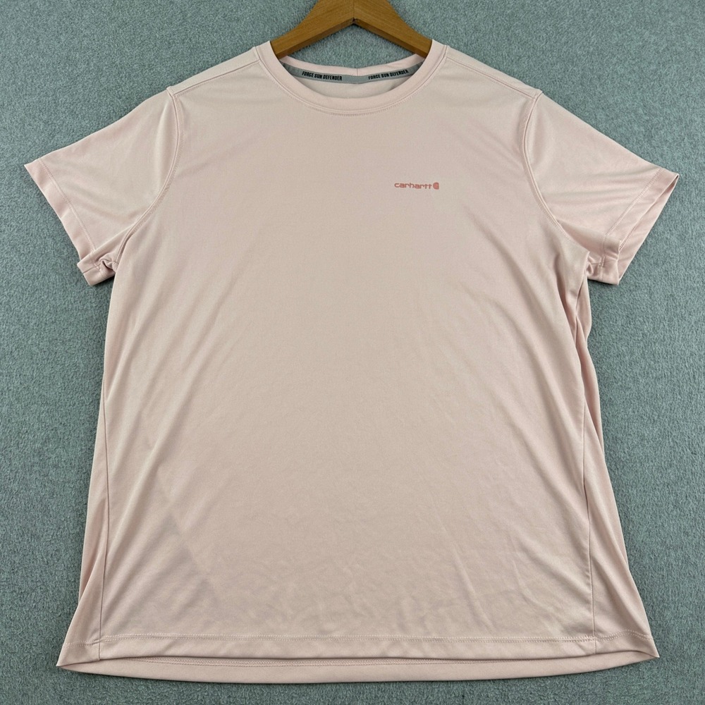 Carhartt T-Shirt Girls L Force Sun Defender Pink Relaxed Fit Short Sleeve